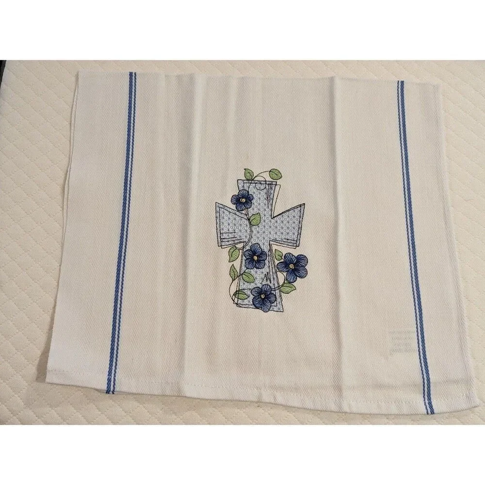 Embroidered gorgeous intricate cross decorative towel New Handmade Non smoking